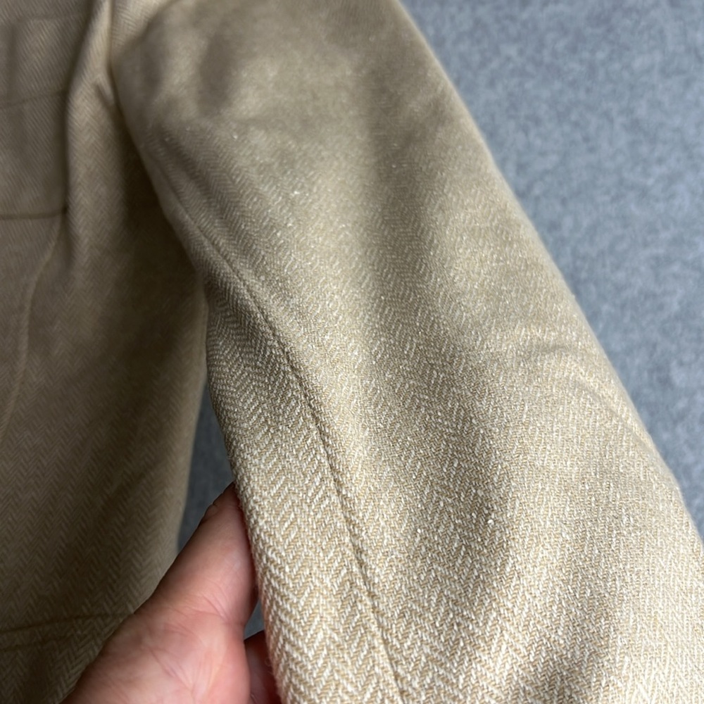 Antonio Melani Womens Size 12 Wool Silk Blend Herringbone Tan Cream Lined Jacket - Picture 15 of 15